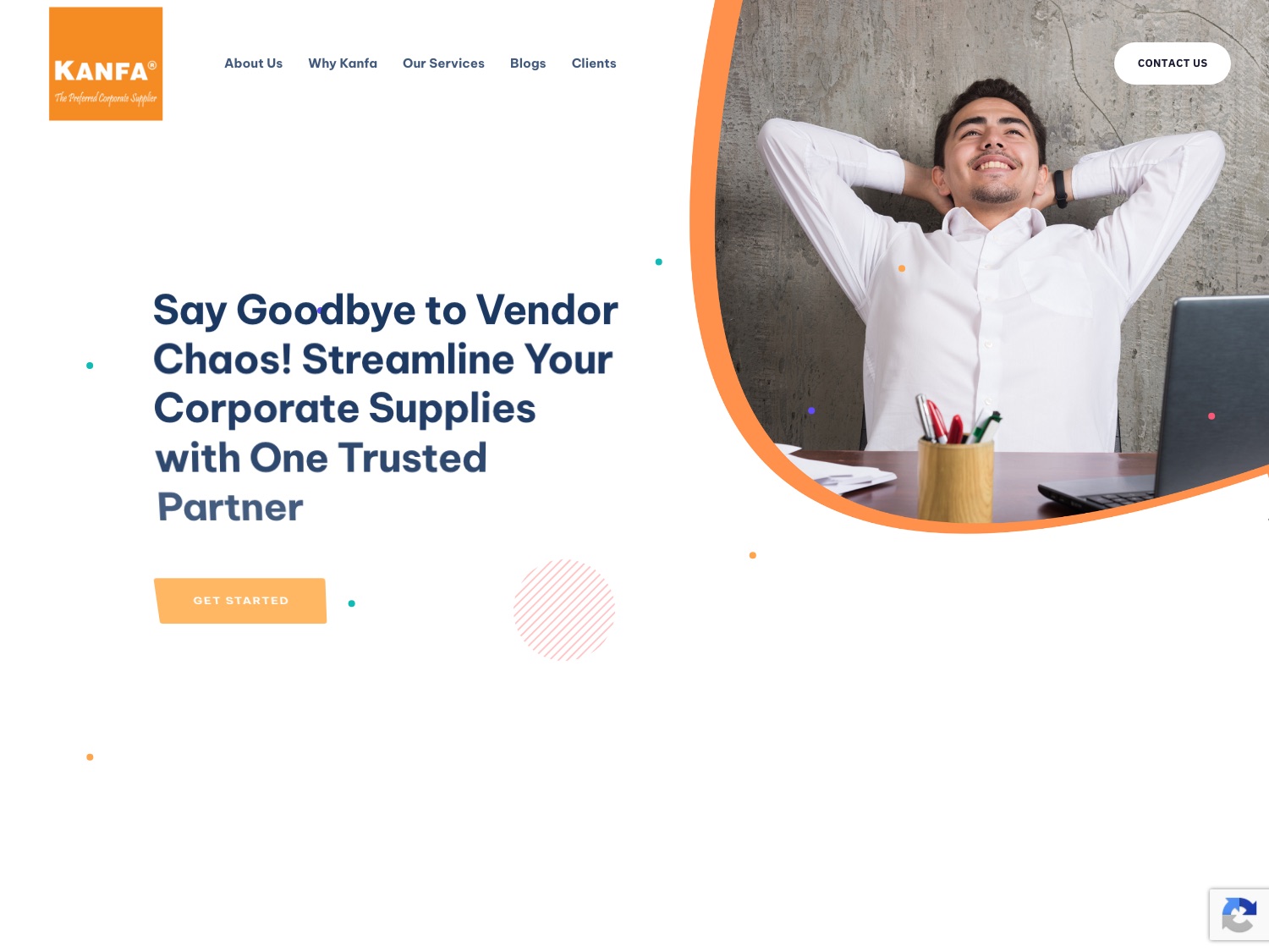 Kanfa Supply homepage: Say Goodbye to Vendor Chaos, streamline your corporate supplies with one trusted partner