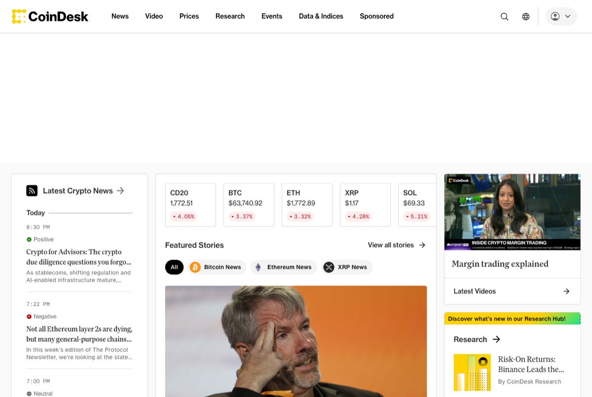 CoinDesk front-end build